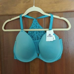 B Tempt'd Wacoal Teal Floral Lace Bra 36DDD